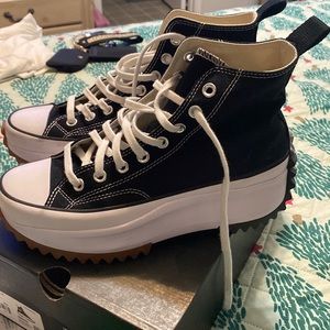 Converse Black and White High-Top Platform Sneakers